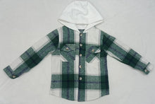 Load image into Gallery viewer, Baby kids green plaid hoodie pocket shirts Tops
