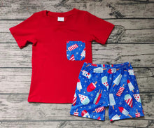 Load image into Gallery viewer, Baby boys pocket 4th of July shorts sets
