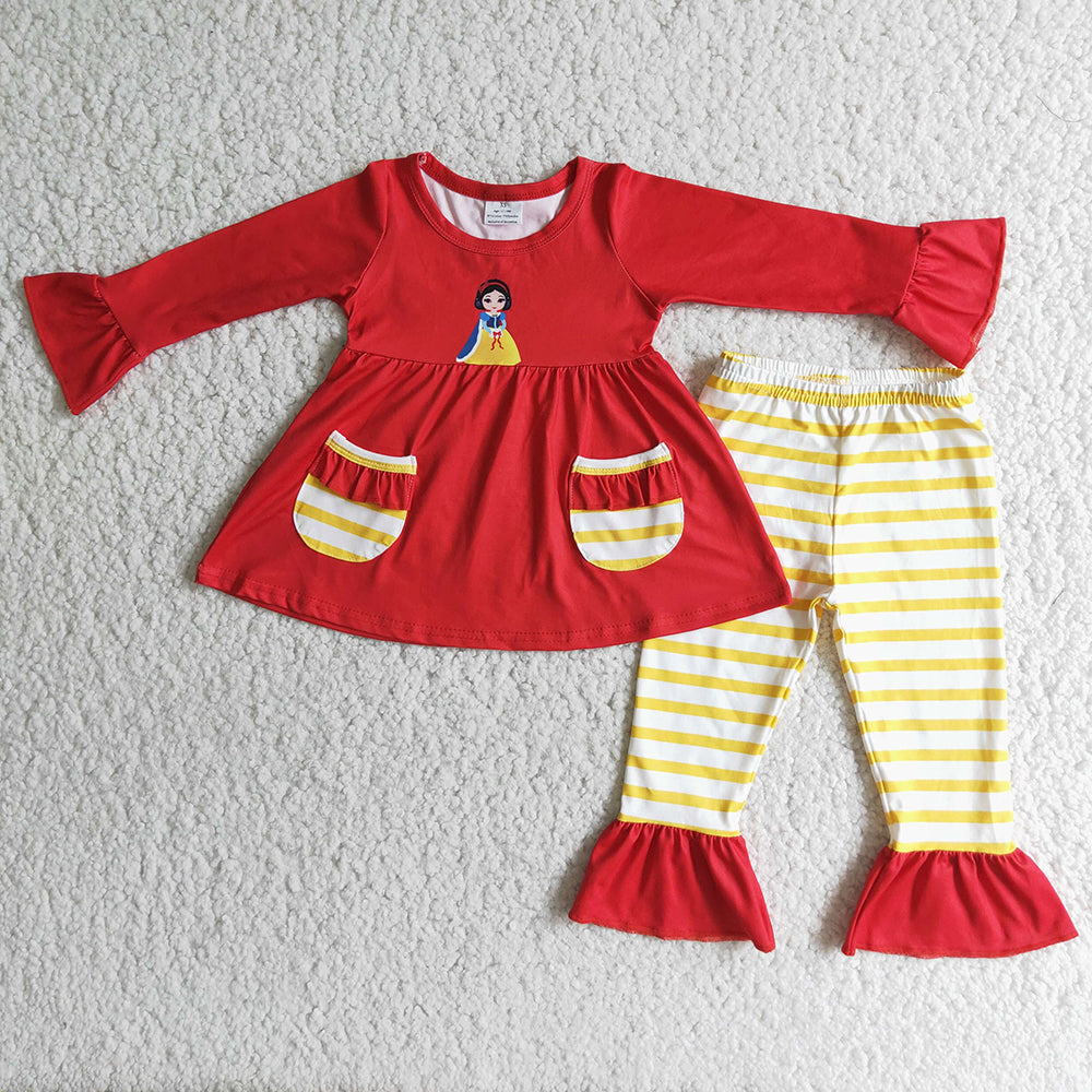 Red princess ruffle pants sets