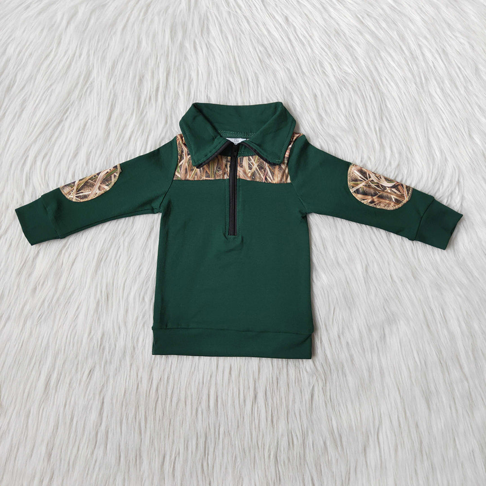 Green boys camo Pullover