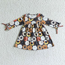 Load image into Gallery viewer, Baby girls Halloween pumpkin knee length dresses
