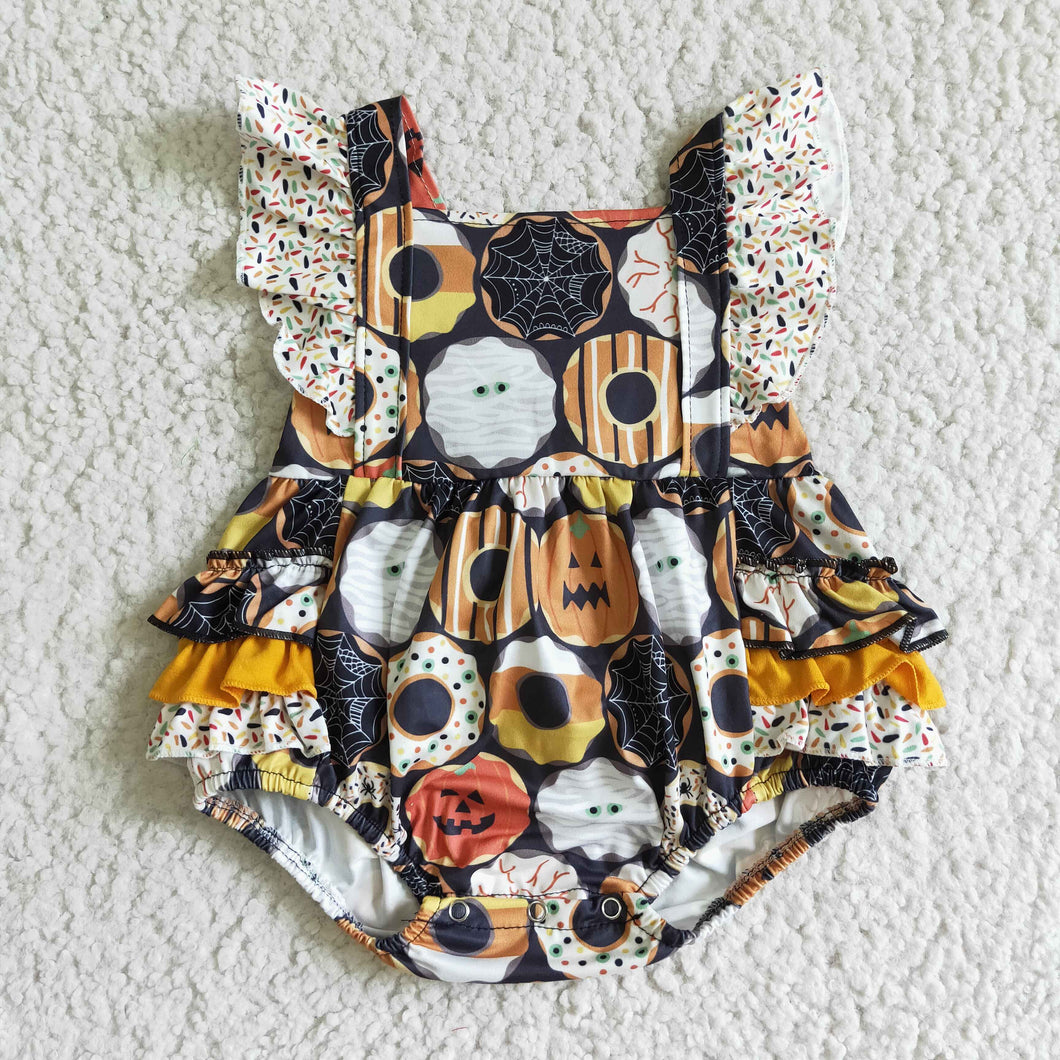 Baby girls Halloween pumpkin bubbles rompers