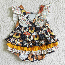 Load image into Gallery viewer, Baby girls Halloween pumpkin bubbles rompers
