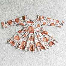 Load image into Gallery viewer, Baby girls pumpkin orange floral twirl dresses
