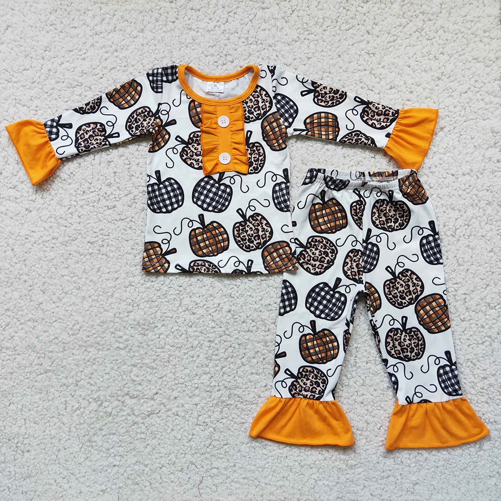 Baby girls pumpkin fall outfits