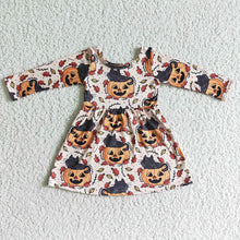 Load image into Gallery viewer, Baby girls Halloween pumpkin face knee length dresses
