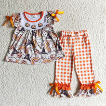 Load image into Gallery viewer, Baby Girls Pumpkin ranbow pants clothes sets
