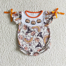 Load image into Gallery viewer, Baby girls Pumpkin rainbow rompers
