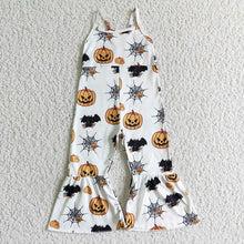 Load image into Gallery viewer, Baby girls Halloween pumpkin strap Jumpsuits rompers
