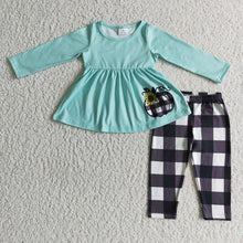 Load image into Gallery viewer, Baby girls pumpkin plaid legging clothes sets

