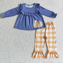 Load image into Gallery viewer, Baby girls pumpkin ruffle pants clothes sets
