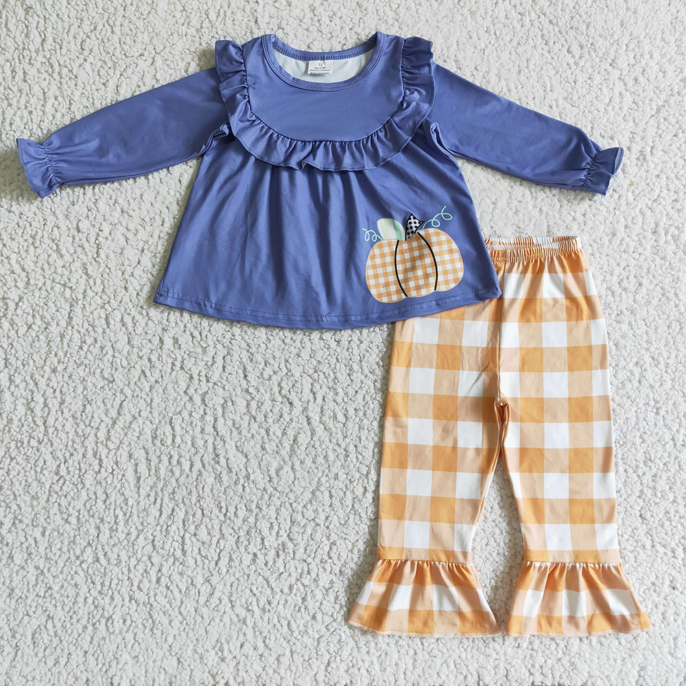 Baby girls pumpkin ruffle pants clothes sets