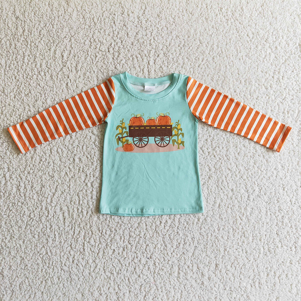 Baby boys pumpkin tractor shirts
