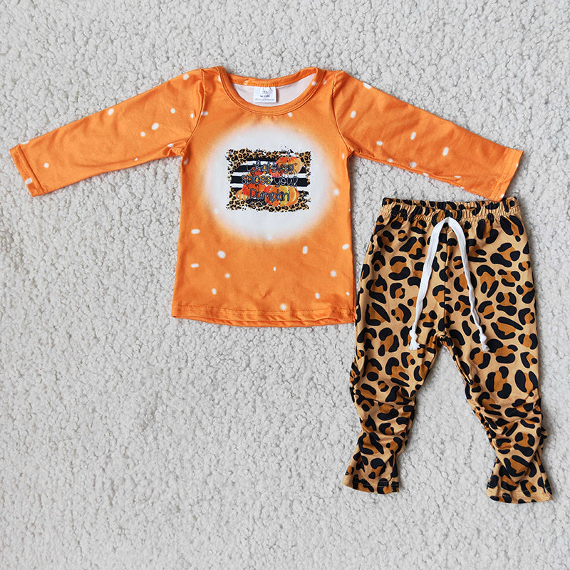 Orange pumpkin stacked legging sets