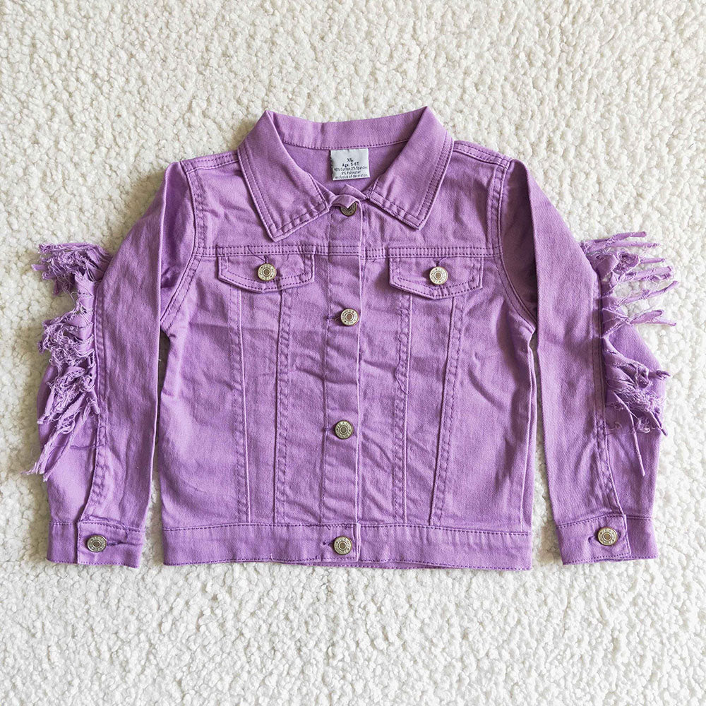 Baby girls lavender tassel denim jackets