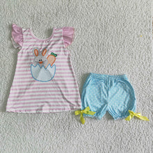 Load image into Gallery viewer, Baby girls Easter bunny rabbit bow shorts clothing sets
