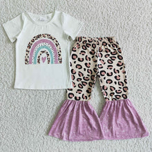 Load image into Gallery viewer, Baby Girls rainbow leopard bell pants clothing sets preorder
