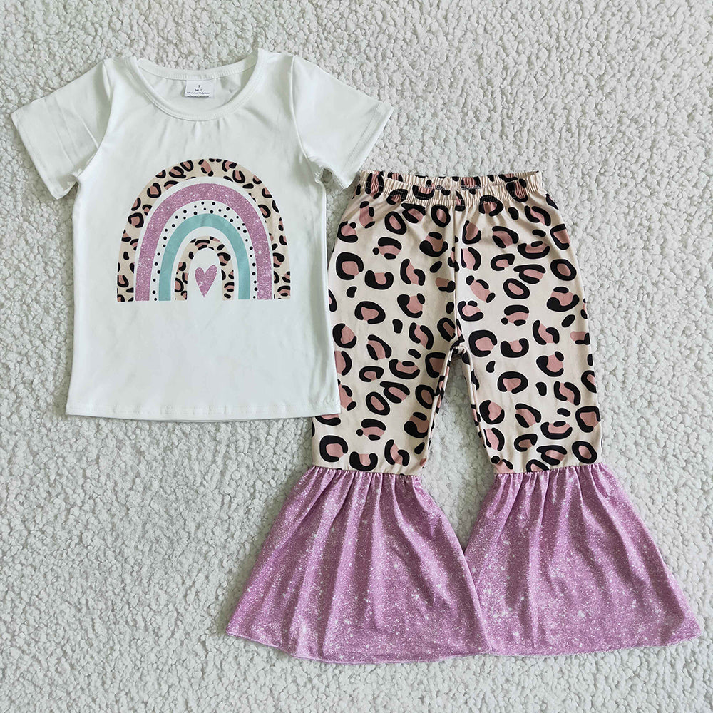 Baby Girls rainbow leopard bell pants clothing sets preorder