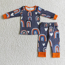 Load image into Gallery viewer, Baby boys rainbow orange pajamas pants clothes sets
