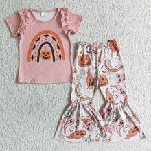 Load image into Gallery viewer, Baby girls Halloween pumpkin pink bell pants sets
