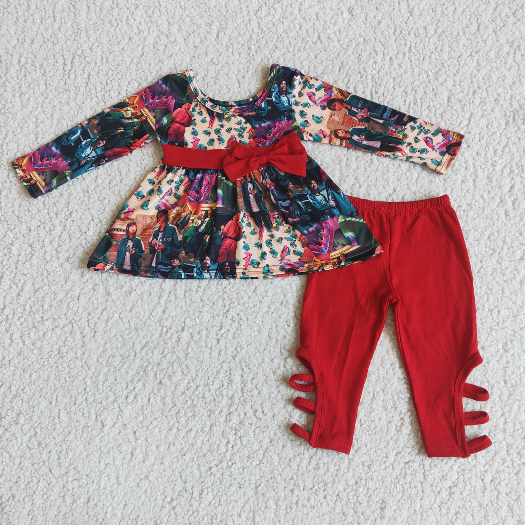 Game red bow legging sets