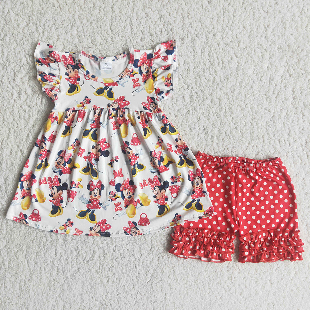 Red MINI dots shorts set