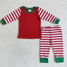 Load image into Gallery viewer, Baby Boys Red Stripe pants Christmas pajamas sets
