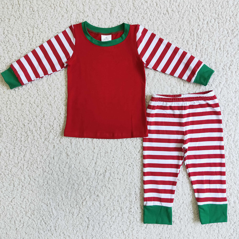 Baby Boys Red Stripe pants Christmas pajamas sets