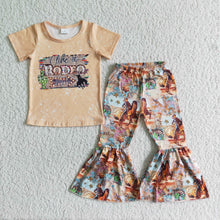 Load image into Gallery viewer, Baby girls rodeo western bell pants sets
