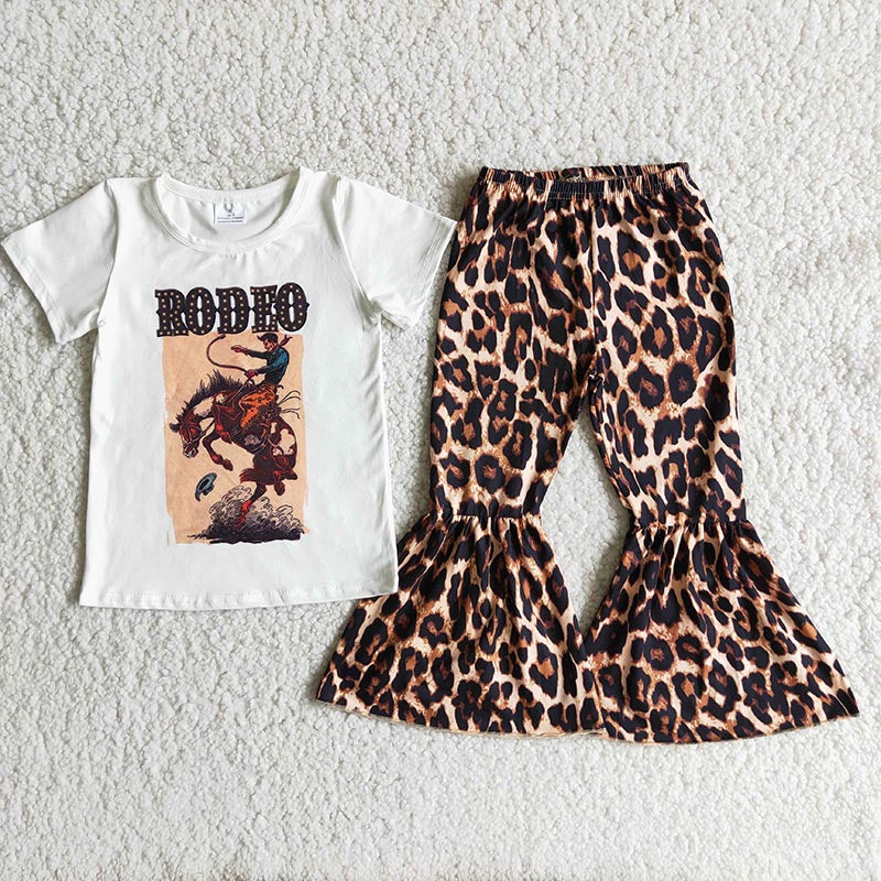 Rodeo leopard bell bottom pants set