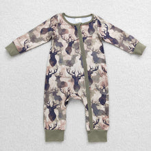Load image into Gallery viewer, Baby Boys Camo Deer Zip Long Sleeve Rompers
