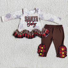 Load image into Gallery viewer, Santa Baby ruffle pants sets
