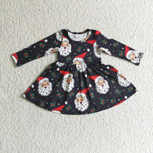Load image into Gallery viewer, Baby Girls Black Santa Christmas Twirl Knee Length Dresses

