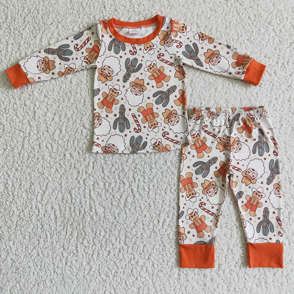 baby kids western santa pajamas clothing sets