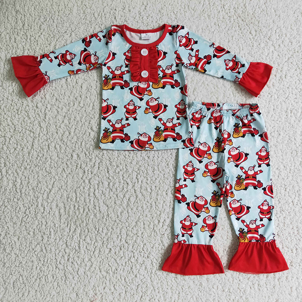 Baby Girls Christmas santa pajamas pants sets