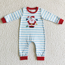 Load image into Gallery viewer, Baby boys Christmas santa blue stripes rompers
