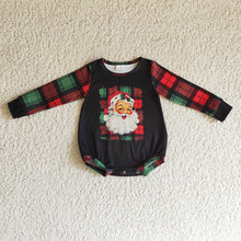 Load image into Gallery viewer, Baby girls santa black red plaid Christmas rompers
