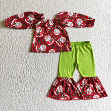 Load image into Gallery viewer, Baby Girls Christmas red santa top pants clothes sets
