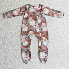 Load image into Gallery viewer, Baby boys Christmas santa leopard footie rompers
