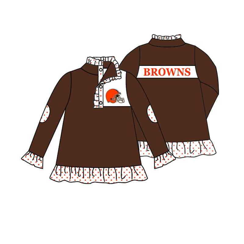 Baby Girls Brown Team Pullover Jackets Tops preorder(moq 5)