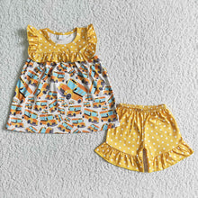 Load image into Gallery viewer, Baby girls back to school shorts sets
