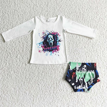 Load image into Gallery viewer, Baby girls halloween scream bummie sets(can choose headband here)
