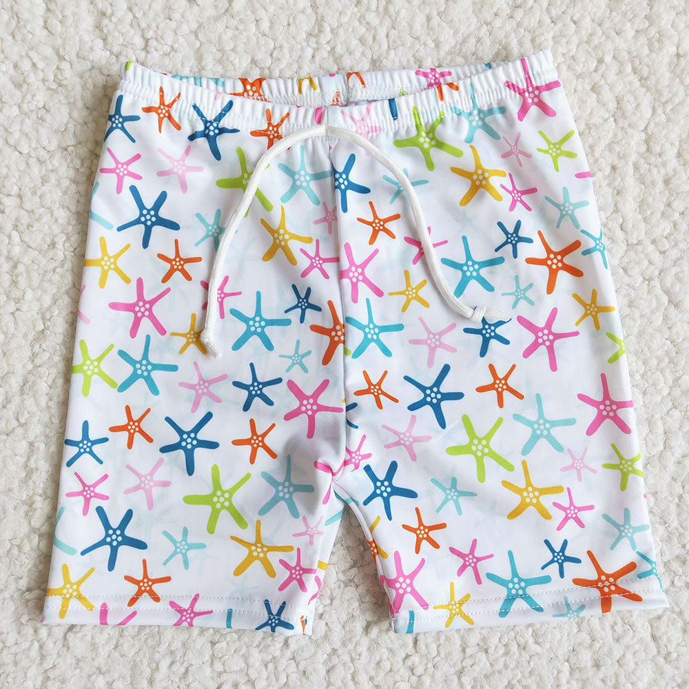 Baby boys blue starfish trunk summer swimsets