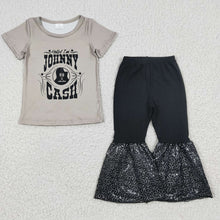 Load image into Gallery viewer, black gita baby girls sequin pants clothes set
