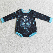 Load image into Gallery viewer, Baby girls Halloween skull blue rompers
