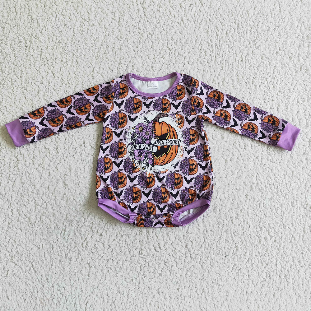 Baby girls Halloween pumpkin rompers