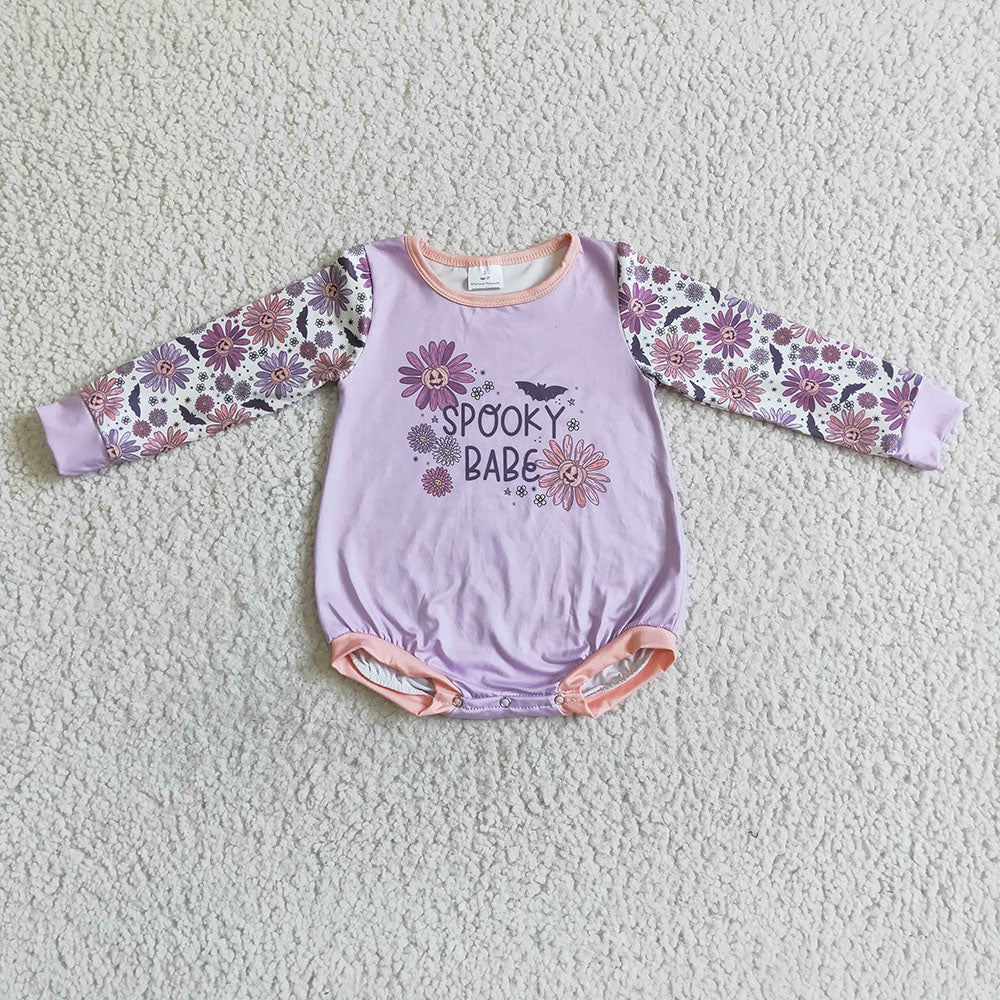 Baby girls pink Halloween spooky rompers