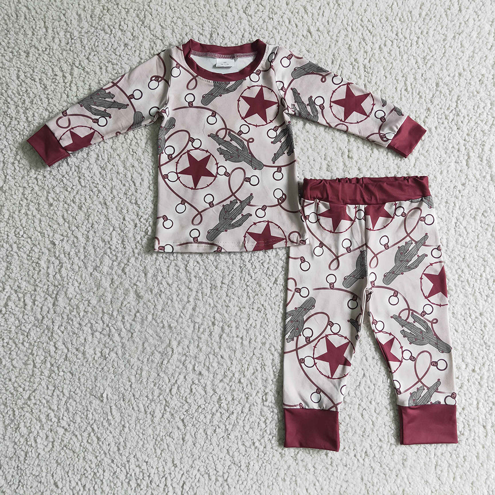 Baby Boys Christmas star cactus pajamas sets
