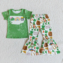 Load image into Gallery viewer, St Patrick Baby girls quatrefoil bell pants sets
