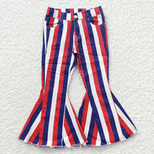 Load image into Gallery viewer, Baby Girls 4th Of July Stripe Denim Bell Jeans Pants
